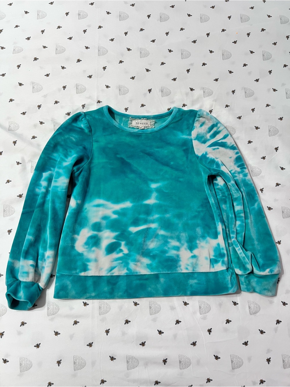 btween Teal and White Tie-Dye Crewneck Sweater